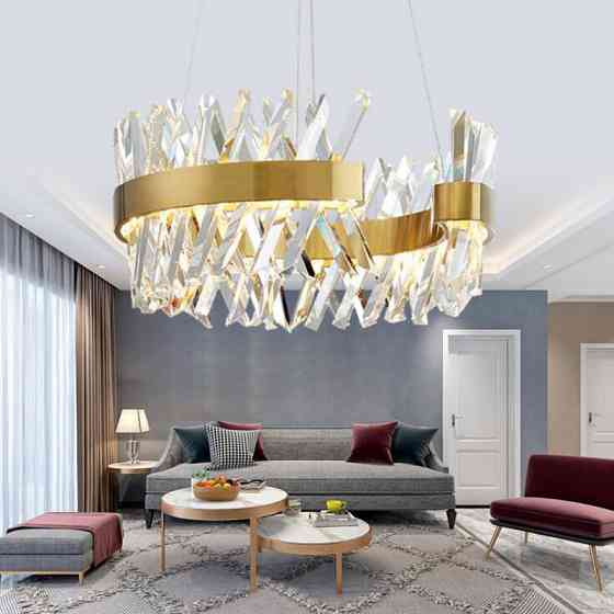 Люстра стельова LED 7006-800C-k Латунь 45-170х80х80 см. Київ