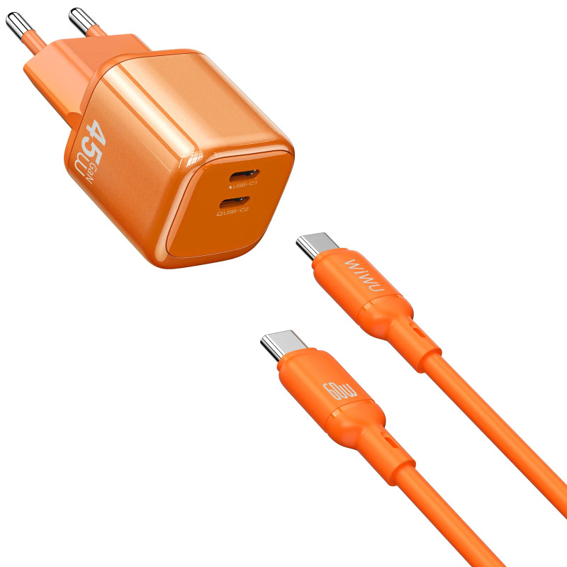 СЗУ WIWU G025 Cube PD45W (2USB-C) + кабель Type-C to Type-C Херсон - изображение 1