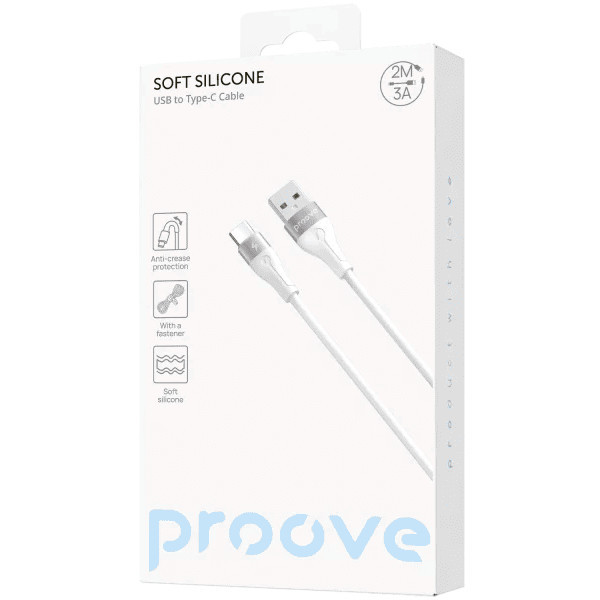 Кабель Proove Soft Silicone USB to Type-C 3A 2m White (CCSO20001222) Харків - зображення 5