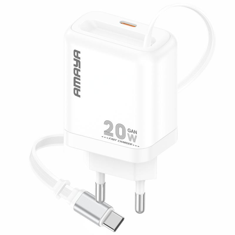 СЗУ Amaya E220S PD20W GaN (1USB-C) + Retractable Cable Type-C Херсон - изображение 1