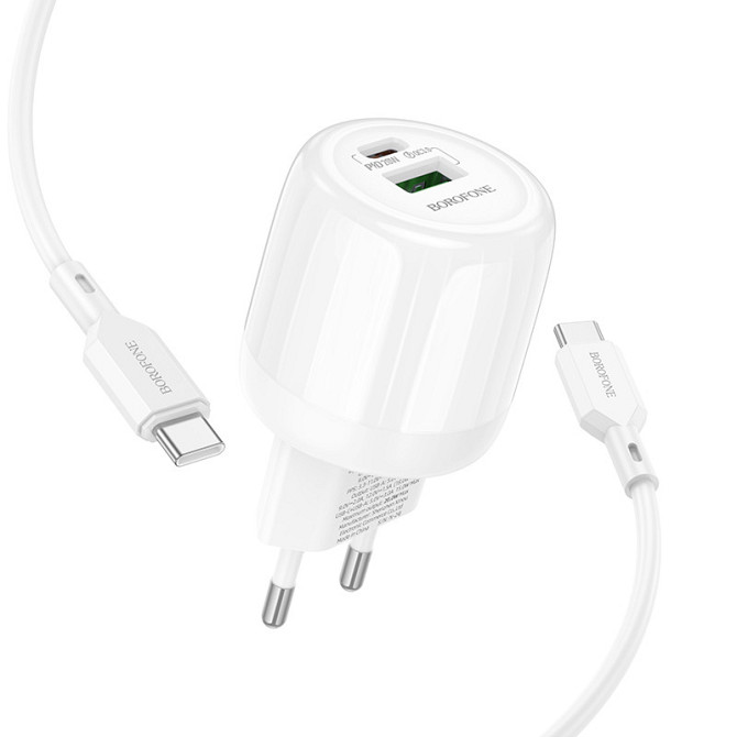 СЗУ Borofone BA93A Lustrous PD20W+QC3.0 (1USB-A/1C) + кабель Type-C to Type-C Херсон - изображение 3