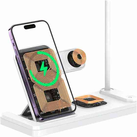 БЗУ Usams US-CD195 15W 4in1 Wireless Charging Holder With Table Lamp Херсон