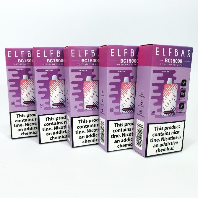 Е-сигарета ELF BAR 5% 15000 тяг, Льодяний Виноград Івано-Франківськ - зображення 2