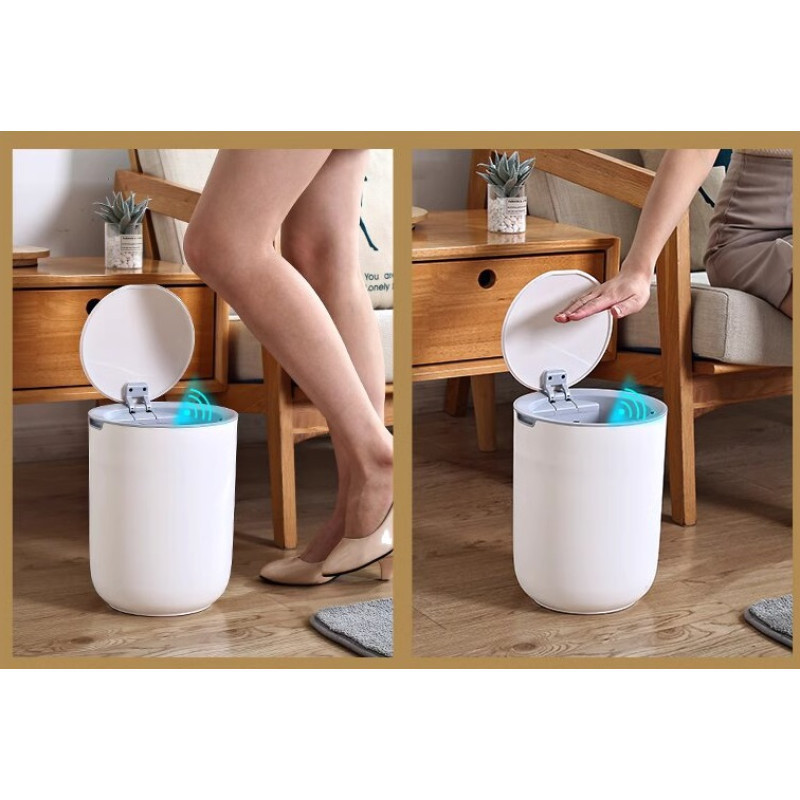 Сенсорное ведро для мусора JAH 8 л круглое Waterproof серое Київ - зображення 3