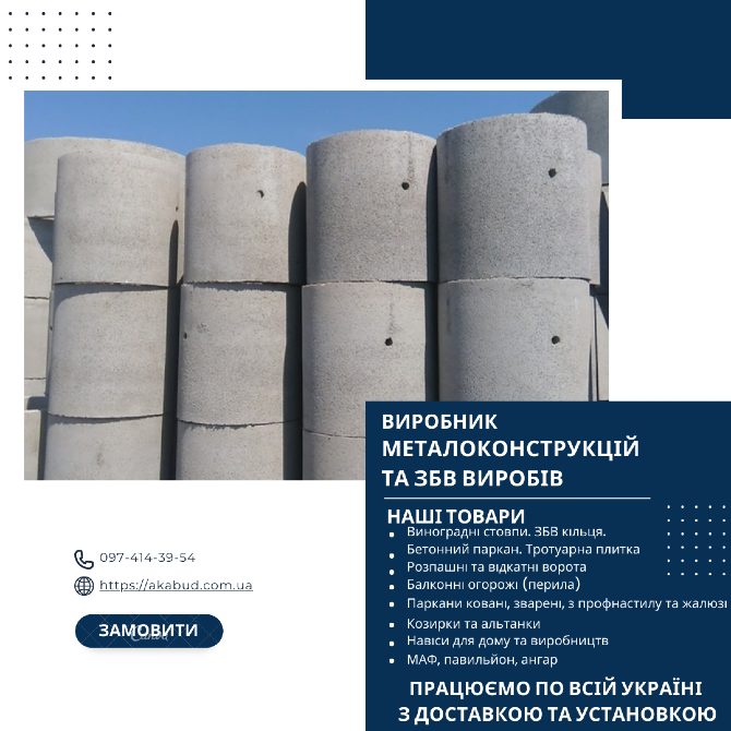 Бетонні паркани від виробника в Україні. ЗБВ кільця, дно, кришка Кривий Ріг - зображення 6