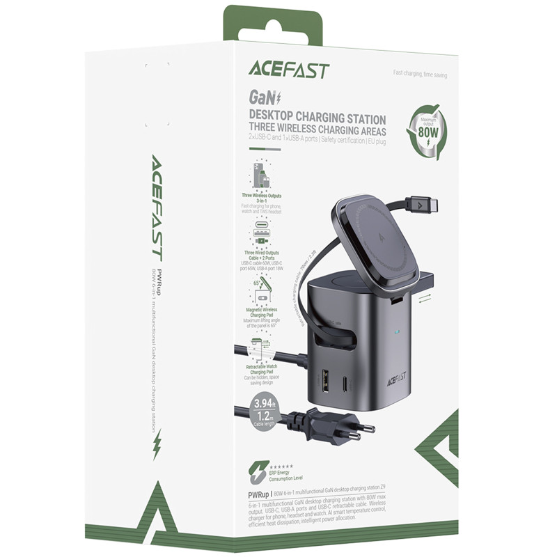 БЗУ Acefast Z9 6in1 35W GaN + СЗУ 45W Херсон - зображення 2