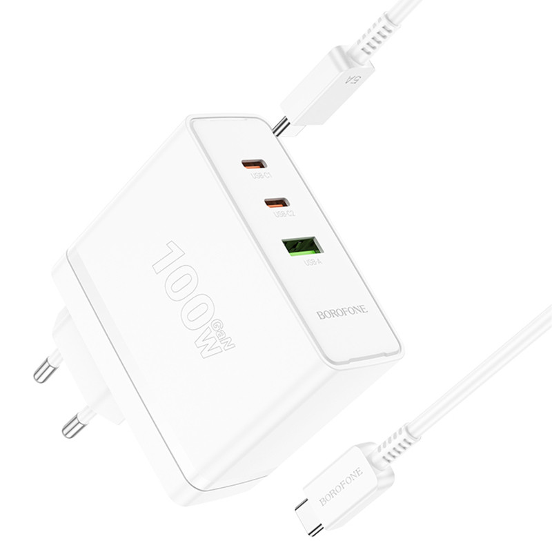 СЗУ Borofone BN11 Imperial PD100W+QC3.0 (1USB-A/2C) + кабель Type-C to Type-C Херсон - зображення 3