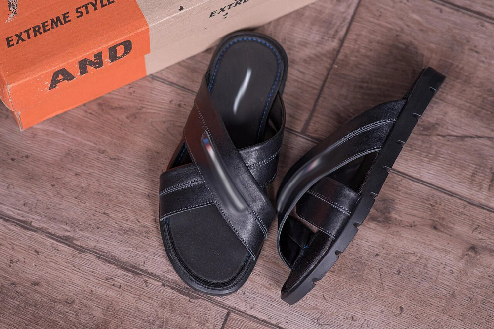 Мужские кожаные  летние шлепанцы-сланцы Київ - зображення 8