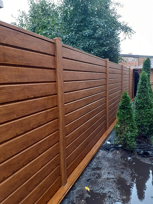 Гарний паркан з металосайдингу, ціна. Огородження котеджу монтаж Київська область Українка Украинка - изображение 9