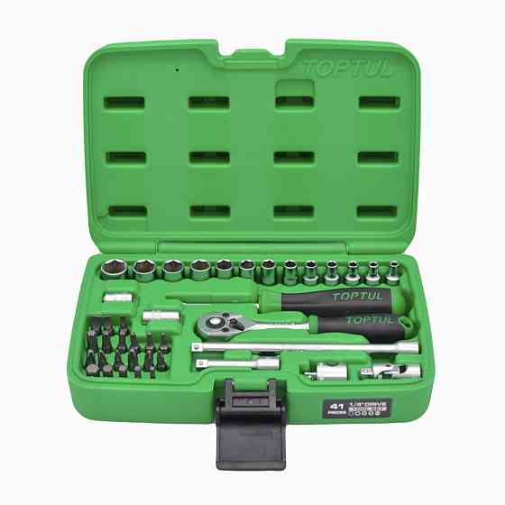Набор торцевых головок и бит с трещоткой TOPTUL 1/4" 41ед. GCAI4102 Харьков