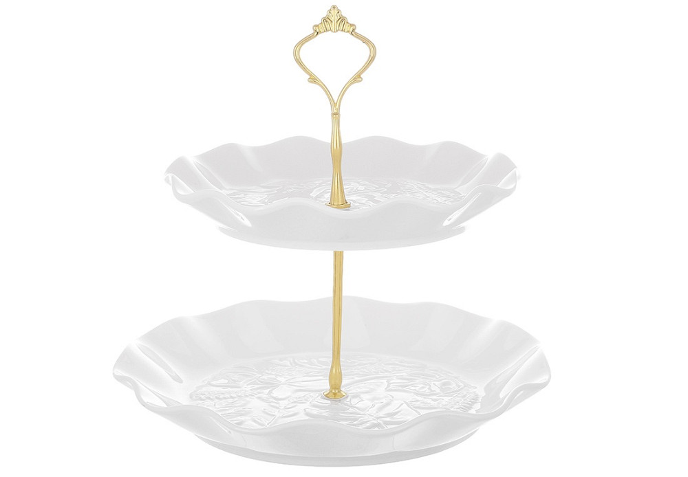 Фруктівниця 3-х ярусна Bona Di Монстера 988-441 24 см біла Київ - зображення 1