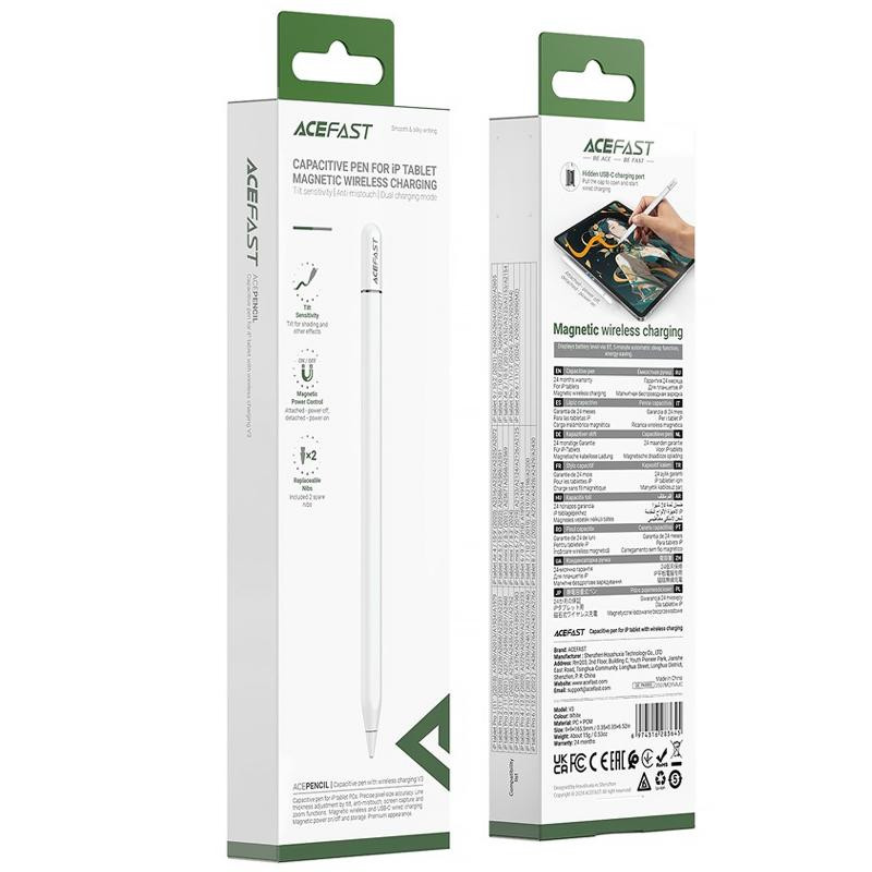 Стилус Acefast V3 Universal Capacitive Pen with wireless charging for iPad Херсон - зображення 6
