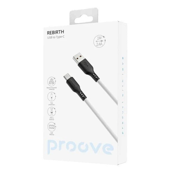 Кабель Proove Rebirth USB to Type-C 3A 1m Black/White  (CCRE60001202) Харьков - изображение 2
