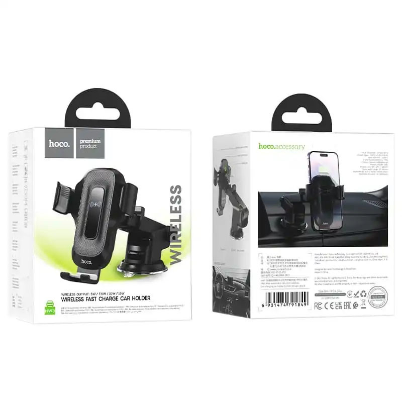 Автодержатель с БЗУ Hoco HW3 Wise 15W (center console) Херсон - зображення 6