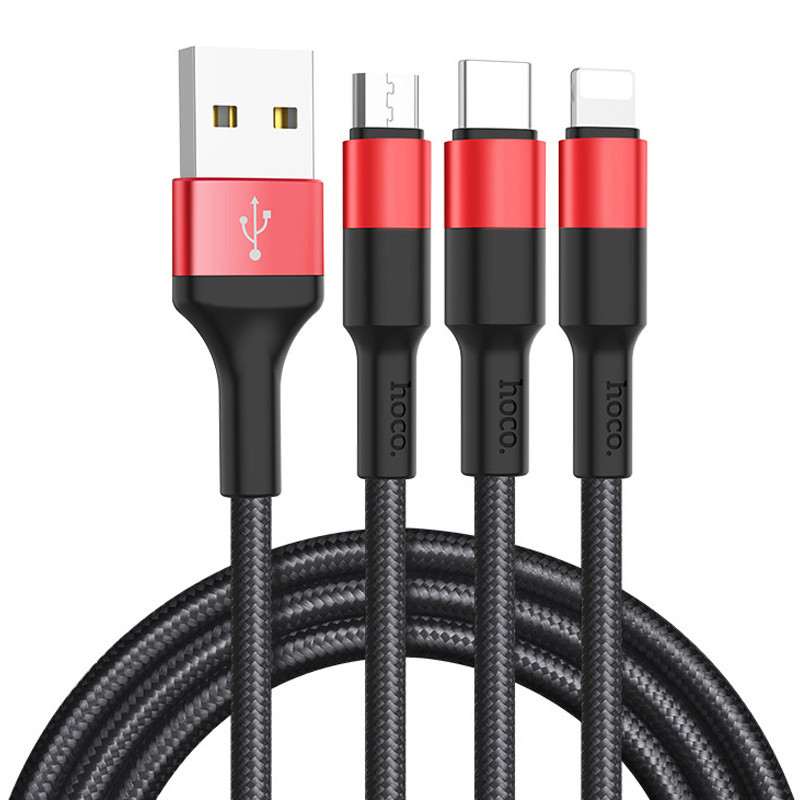 Дата кабель Hoco X26 Xpress 3in1 Lightning -MicroUSB-Type-C (1m) Херсон - изображение 1