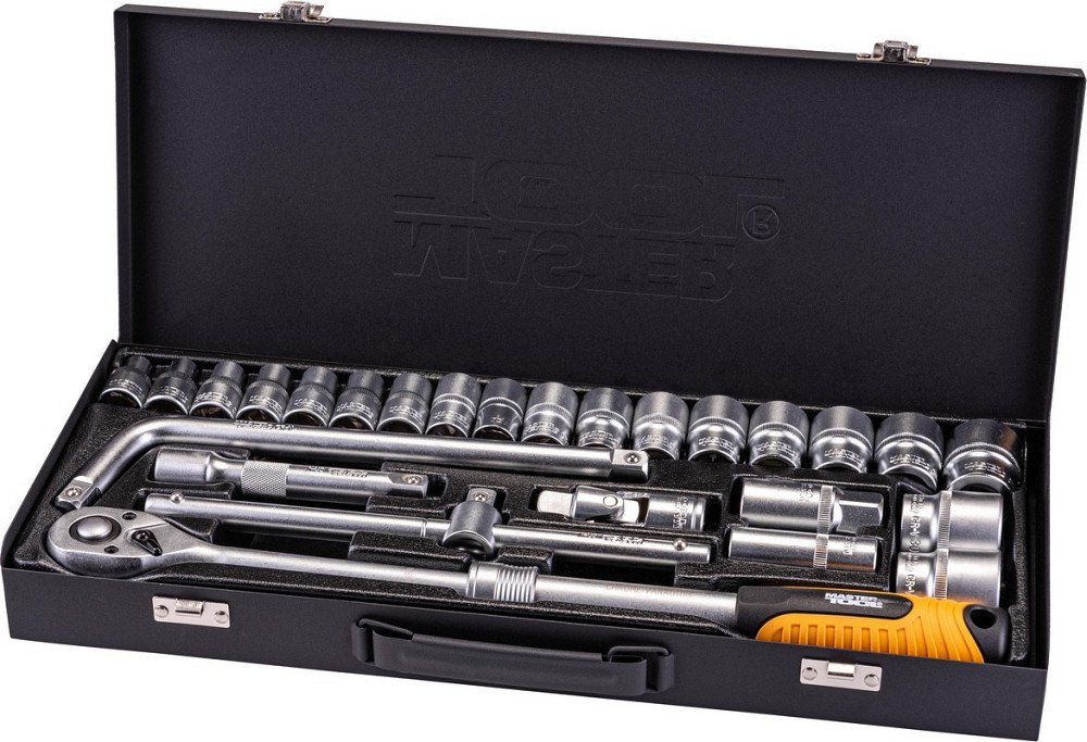 Набор инструментов MASTERTOOL PROFI ½" 26 шт 8-32 мм телескопическая трещотка CrV50BV30 металлически Харків - зображення 1