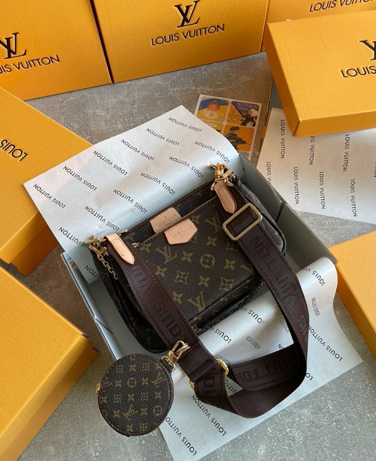 сумка жіноча через плече люксова кроссбоді Louis Vuitton Pochete Multi Brown KS56 Киев - изображение 1