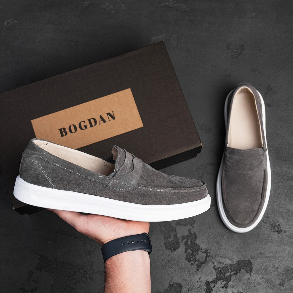 Мужские кожаные лоферы Urban Style Grey Київ - зображення 8