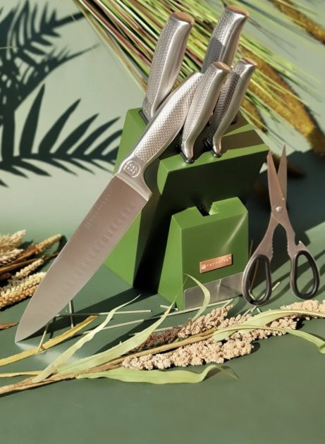 Набір ножів Edenberg EB-11023-Green 7 предметів зелений Київ - зображення 1