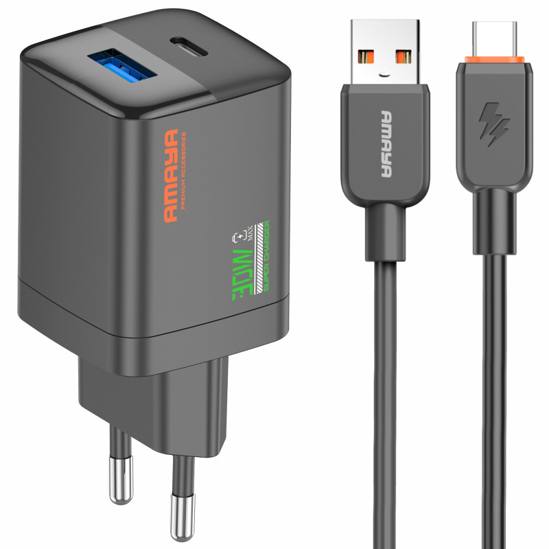 Уценка СЗУ Amaya E81S PD30W+QC3.0 (1USB-A/1C) + кабель USB to Type-C Херсон - зображення 1