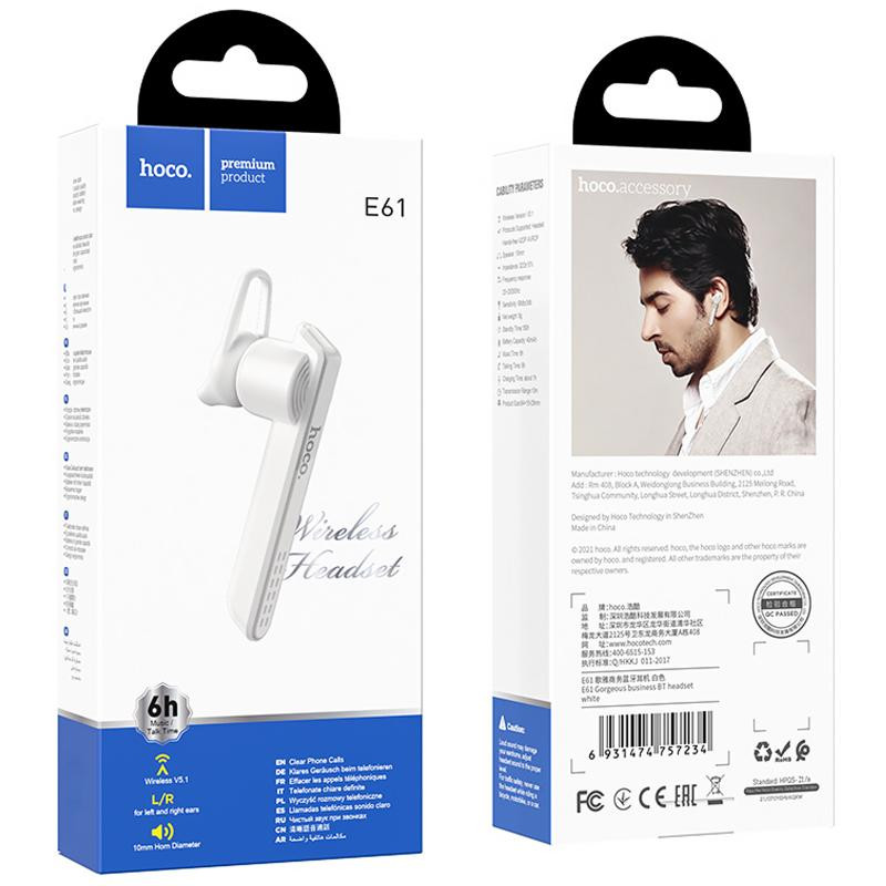 Bluetooth моно-гарнитура Hoco E61 Херсон - зображення 4