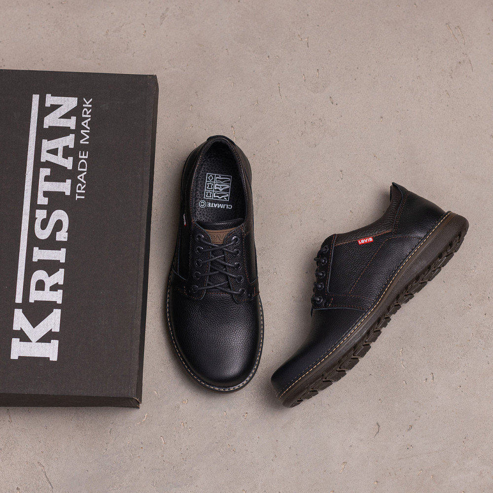 Мужские кожаные туфлі LV Black Київ - зображення 9