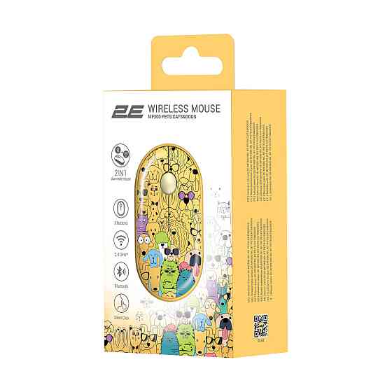 Мышь компьютерная безпроводная 2Е PETS CATS&DOGS Silent WL BT 2E-MF300WPETSYW Київ