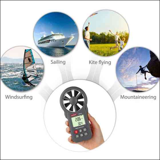 Анемометр крыльчатый USB, Bluetooth 0,3-30м/с, -10-45°C WINTACT WT87B Харків