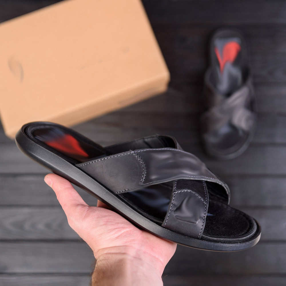 Мужские кожаные  летние шлепанцы-сланцы CrossFit Київ - зображення 8