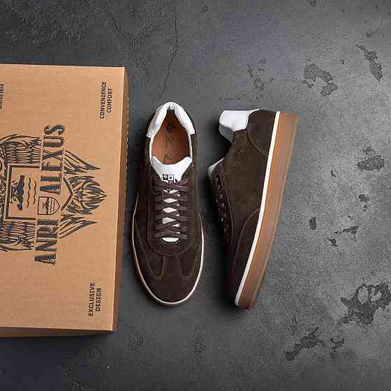 Мужские кожаные кроссовки Brown Velvet Київ