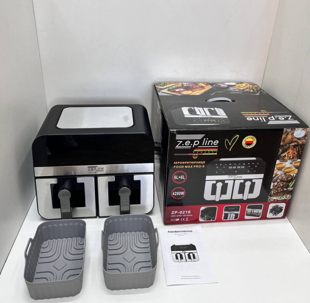 Аэрогриль мультипечь на два чаши с силиконовой формой в подарок Zepline ZP-0218 12 л 4200 Вт Київ - зображення 2