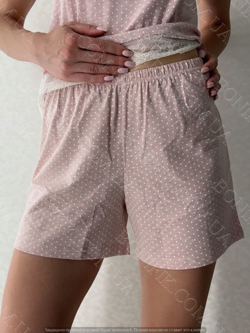 Женская пижама-шорты с кружевом и футболкой "Peachy Pearl" (арт. LPK 2870/11/01) Кривой Рог - изображение 3