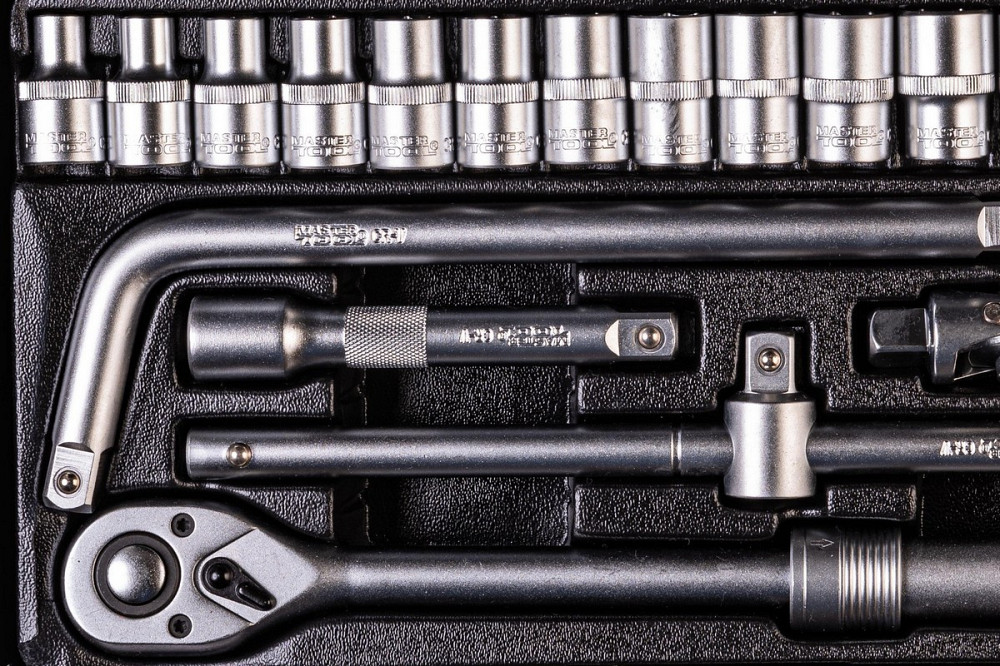 Набор инструментов MASTERTOOL PROFI ½" 26 шт 8-32 мм телескопическая трещотка CrV50BV30 металлически Харків - зображення 4