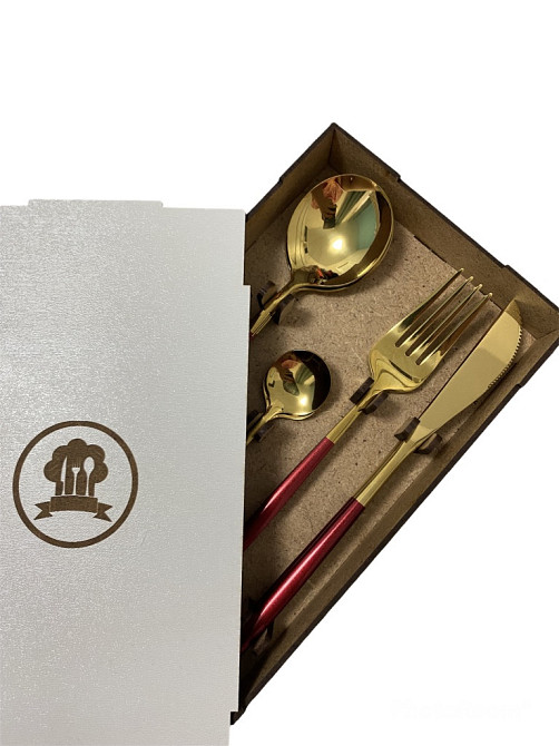 Набор столовых приборов бордовый на 6 персон Київ - зображення 5