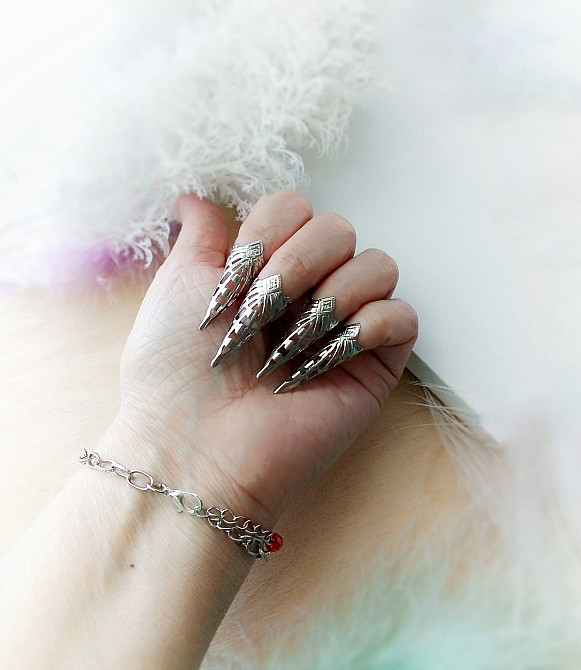 Слейв браслет кігтики червоний фентезі аксесуар на руку нігті накладні кільця ланцюжки Луцк - изображение 2