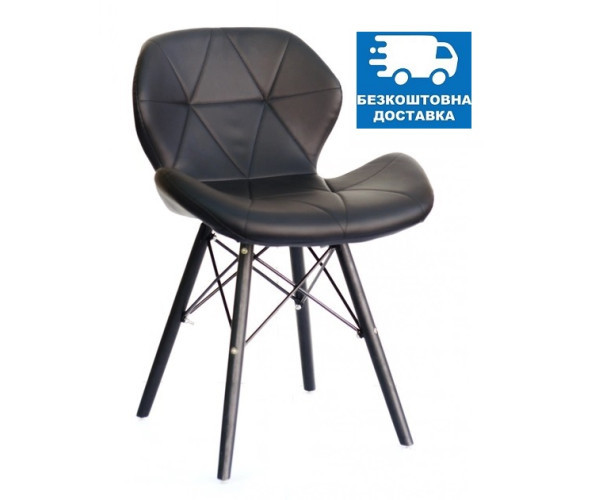 Стілець Стар В м'який екошкіра чорна Дніпро - зображення 1
