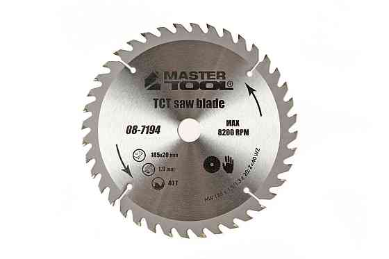 Диск пильный для дерева MASTERTOOL с твердосплавными напайками 185×20×40T адаптер 20-16 08-7194 Харків