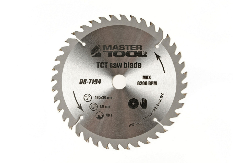 Диск пильный для дерева MASTERTOOL с твердосплавными напайками 185×20×40T адаптер 20-16 08-7194 Харків - зображення 3