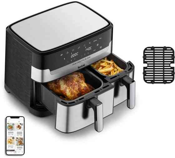 Мультипечь Tefal Dual Easy Fry&Grill Air Fryer EY905D10 8.3 л 2700 Вт серебристая Киев