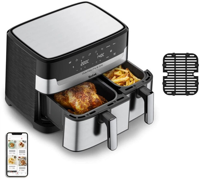 Мультипечь Tefal Dual Easy Fry&Grill Air Fryer EY905D10 8.3 л 2700 Вт серебристая Киев - изображение 4