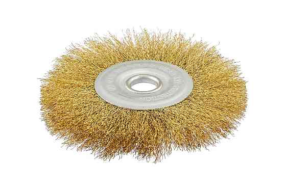 Щетка дисковая MASTERTOOL из латунированной рифленой проволоки Ø 180х22.2 мм 19-9118 Харьков