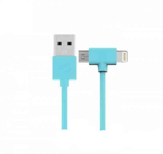 Кабель Combo 2-in-1 Axe Lightning/microUSB 1м blue WK 304703 Киев