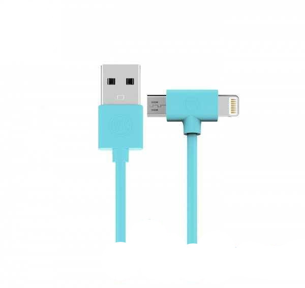 Кабель Combo 2-in-1 Axe Lightning/microUSB 1м blue WK 304703 Киев - изображение 1