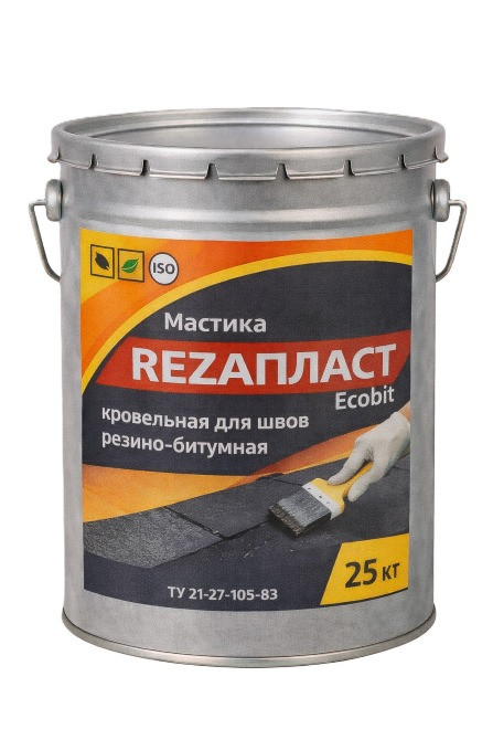 Мастика РЕЗАПЛАСТ Ecobit ведро 25,0 кг кровельная для швов резино-битумная ТУ 21-27-105-83 Дніпро - зображення 1