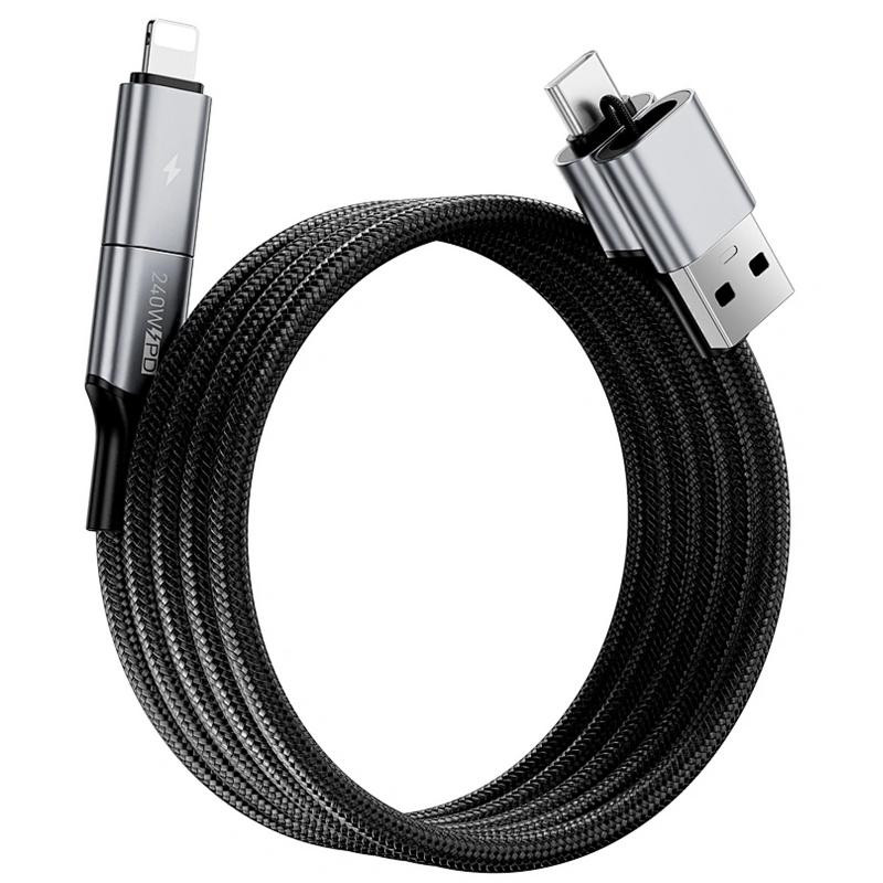 Дата кабель WIWU Wi-C085 Raptor Pro 2in2 USB-A + USB-C/Type-C to Lightning (1m) Херсон - изображение 3