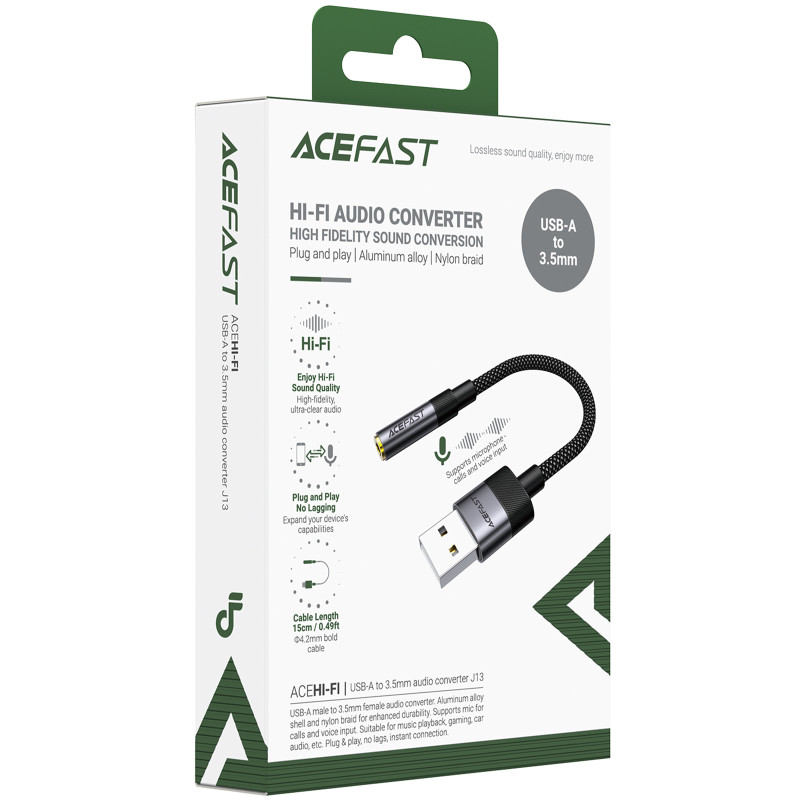 Переходник Acefast J13 USB male to AUX 3.5mm female Херсон - зображення 2