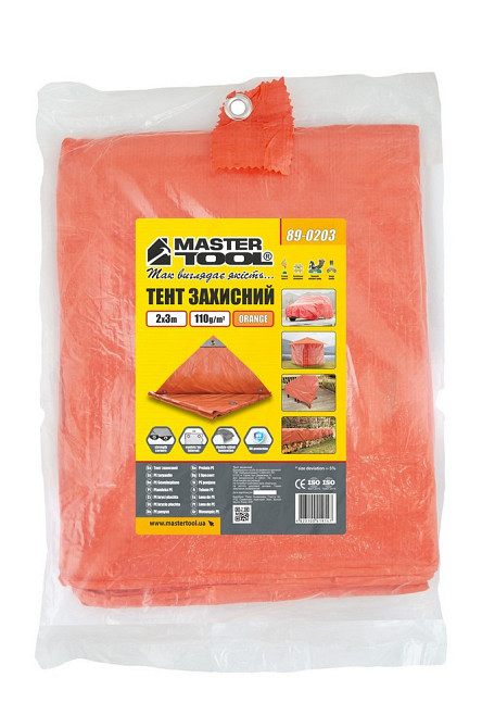 Тент универсальный MASTERTOOL TARPAULIN 2 × 3 м 110 г/м² Orange 89-0203 Харків - зображення 8