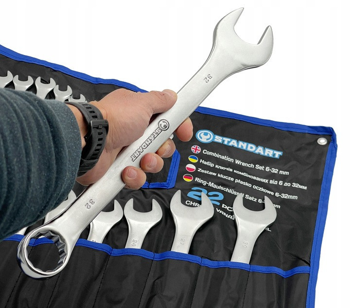 Набор ключей комбинированных 6-32 мм 22 шт. в чехле СТАНДАРТ NKK22ST-S Харьков - изображение 3