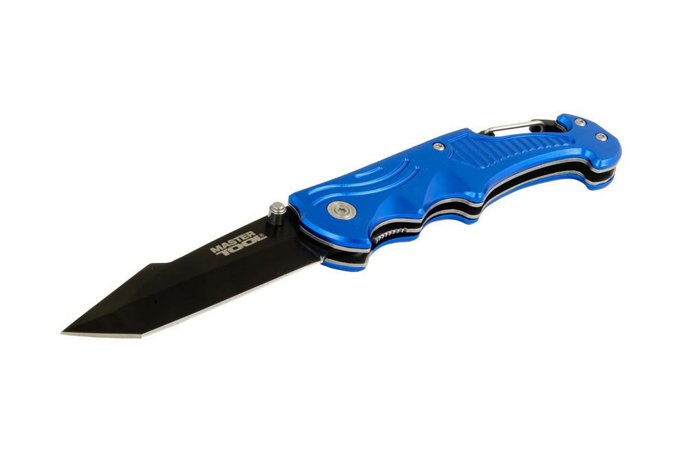 Нож складной MASTERTOOL "DAMASK" 204х33х12 мм черное нержавеющее лезвие алюминиевая рукоятка с караб Харків - зображення 2