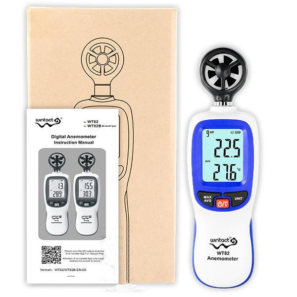 Цифровой крыльчатый анемометр 0,3-30м/с, -10-45°C WINTACT WT82 Харьков - изображение 3